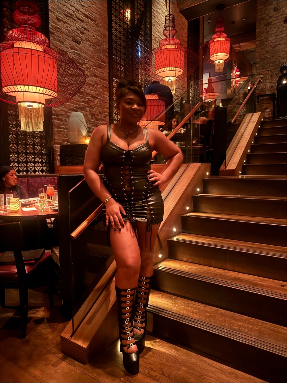 Sleek Black Lace-Up Mini Dress - Picture 3 of 3